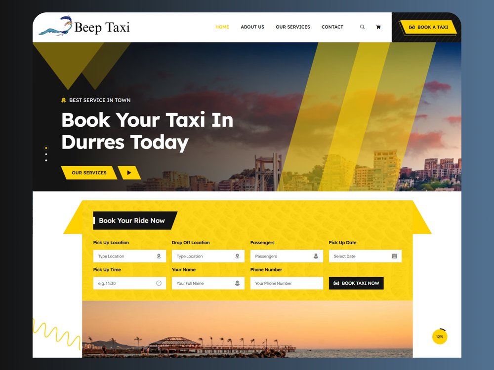 Beep Taxi website homepage
